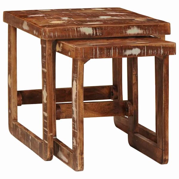vidaXL Satsbord 2 pcs Brun 46 x 46 x 45 cm Solid återvunnen trä