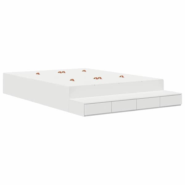 vidaXL Förvaringssängram med låda Vit 150 cm Konstruerat trä