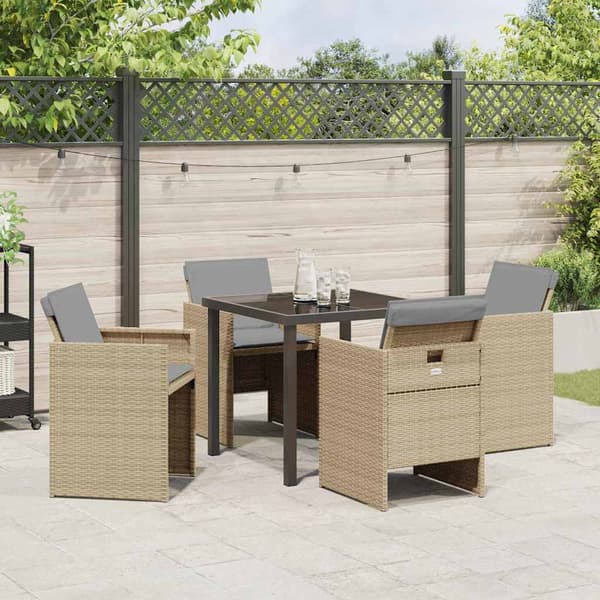 vidaXL Hage Spisegruppe 5 pcs Beige polyrotting