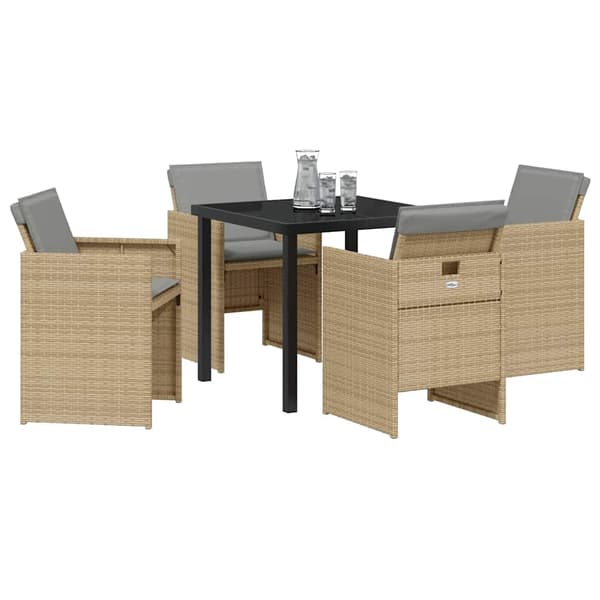 vidaXL Hage Spisegruppe 5 pcs Beige polyrotting