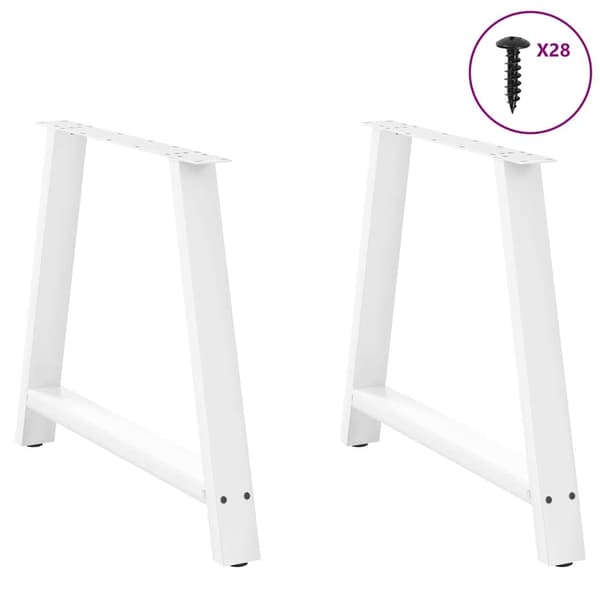vidaXL Soffbordsben A-formade 2 st vit 100x(72-73) cm stål