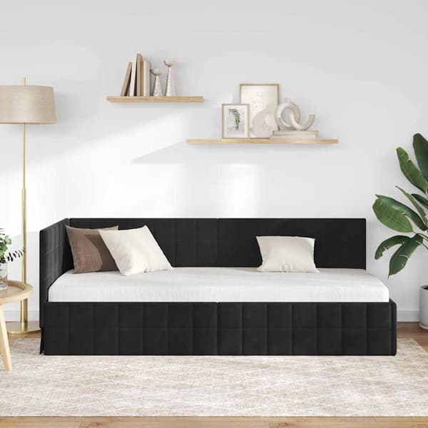 vidaXL Hörnssängram Svart 80 x 200 cm Sammet