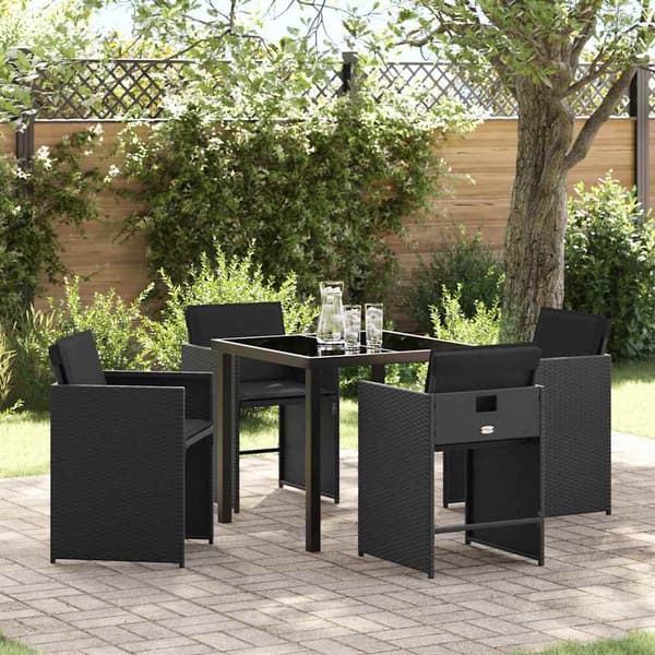 vidaXL Hage Spisegruppe 5 pcs Svart polyrotting