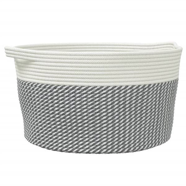 vidaXL Förvaringskorg grå och vit Ø40x25 cm bomull
