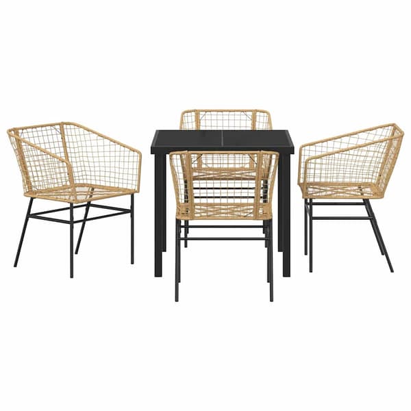 vidaXL Hage Spisegruppe 5 pcs Brun polyrotting