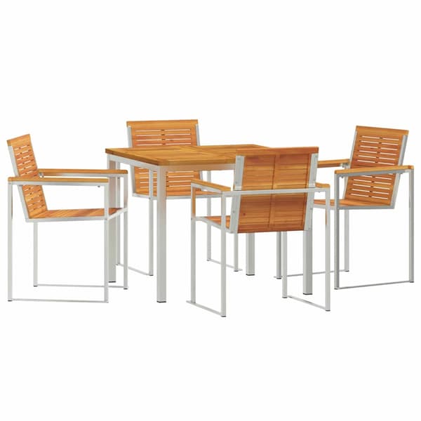 vidaXL Hage Spisegruppe 5 pcs Brun Solid akasietre
