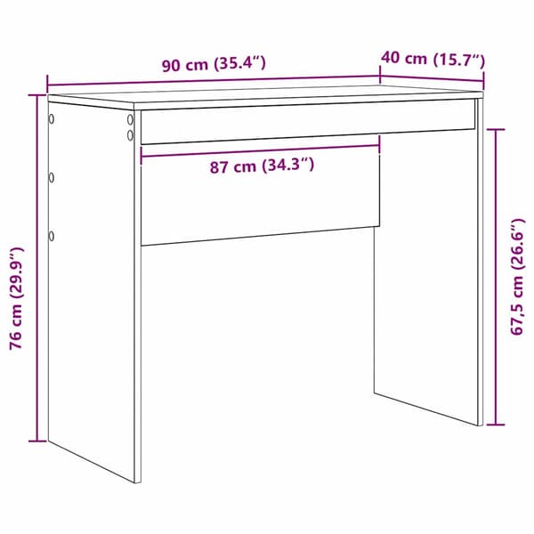 vidaXL Skrivebord Hvit 90 x 40 x 76 cm
