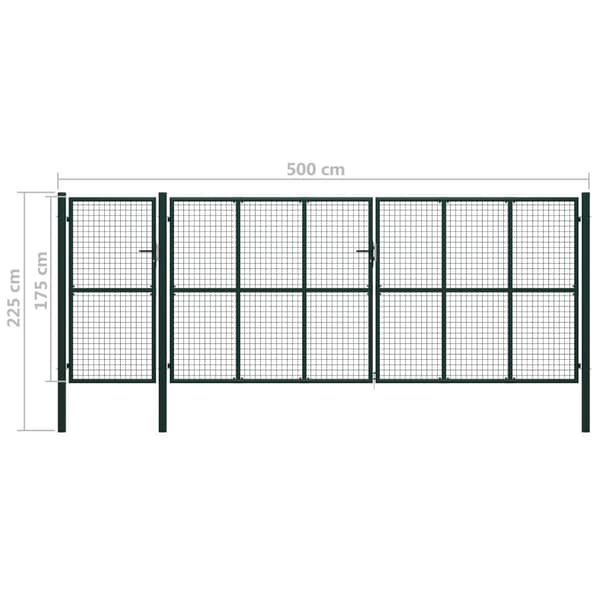 vidaXL Trädgårdsgrind stål 500x175 cm grön