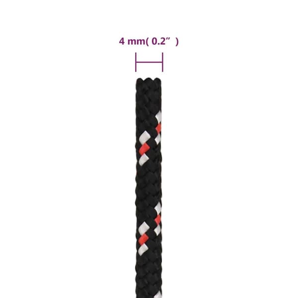 vidaXL Båtlina svart 4 mm 50 m polypropen