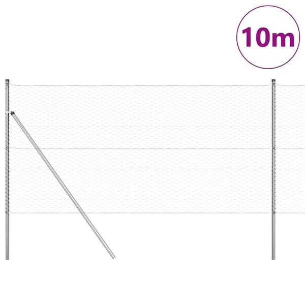 vidaXL Gjerdepåle sølv 10 x 1 m (36 mm mesh) Stål