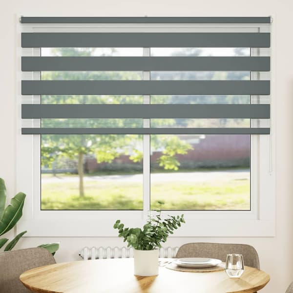 vidaXL Rullgardin zebra mörkgrå 155x100 cm tyg bredd 150,9cm polyester