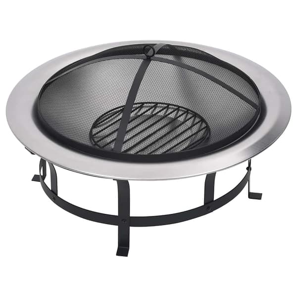 vidaXL Utendørs bålfat med grill rustfritt stål 76 cm