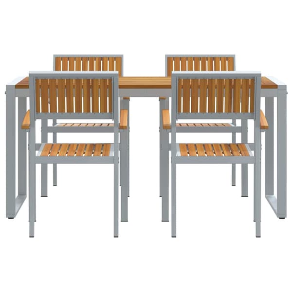 vidaXL Hage Spisegruppe 5 pcs Grå Solid akasietre