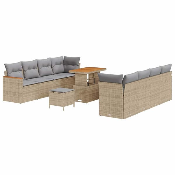 vidaXL Trädgårdsoffset 11 pcs Beige konstrotting