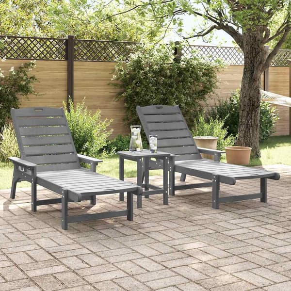 vidaXL Solstol 2 pcs Lysegrå 195,5 x 53 x 98,5 cm Polyethylen