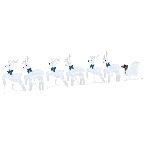 vidaXL LED Reinsdyr 7 pcs sølv stoff