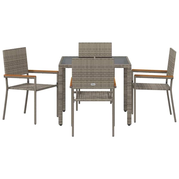 vidaXL Trädgårdsmöbelset 5 pcs Grå konstrotting