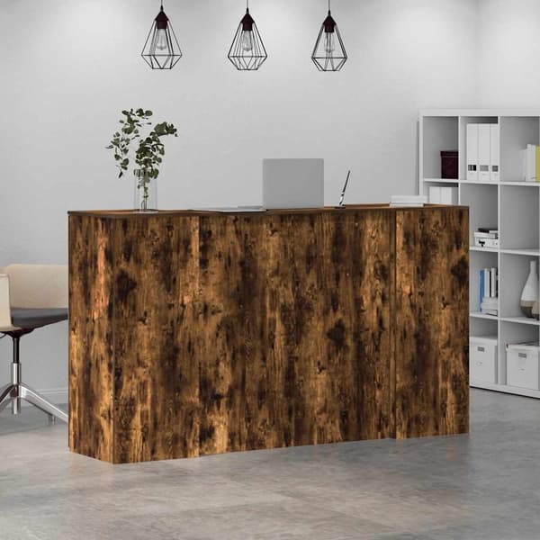 vidaXL Receptionsdisk rökfärgad ek 180x50x103,5 cm konstruerat trä