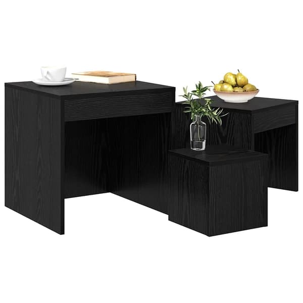 vidaXL Kaffebord 3 pcs Svart Eik Konstruert tre