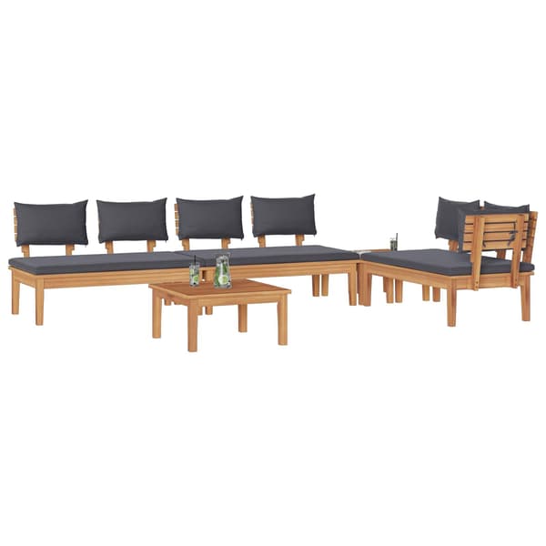 vidaXL Hagesofa Set 5 pcs Brun og Grå
