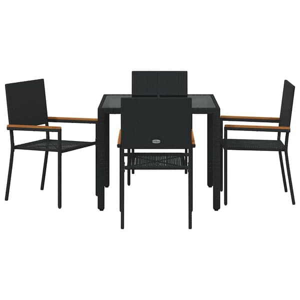 vidaXL Hage Spisegruppe 5 pcs Svart polyrotting