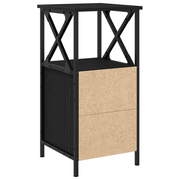 vidaXL Sängbord Svart ek MDF, Metall Medium Sängbord Rektangulär