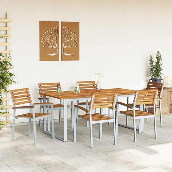 vidaXL Hage Spisegruppe 7 pcs Grå Solid akasietre