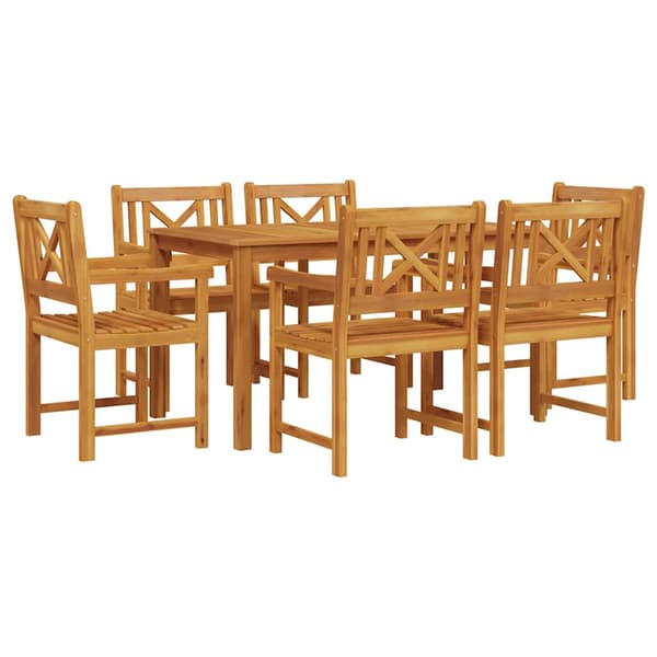 vidaXL Hage Spisegruppe 7 pcs Brun Solid akasietre