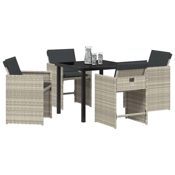 vidaXL Hage Spisegruppe 5 pcs Lysegrå polyrotting