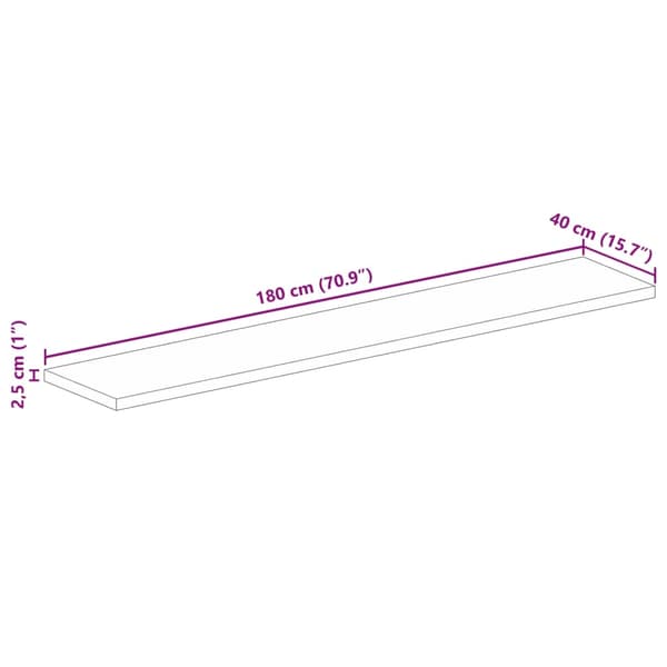 vidaXL Bordplate 180x40x2,5 cm rektangulær gjenvunnet heltre