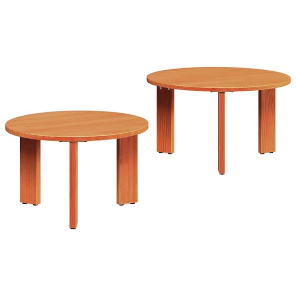vidaXL Kaffeebord 2 pcs Vaxbrun Massivt tallträ