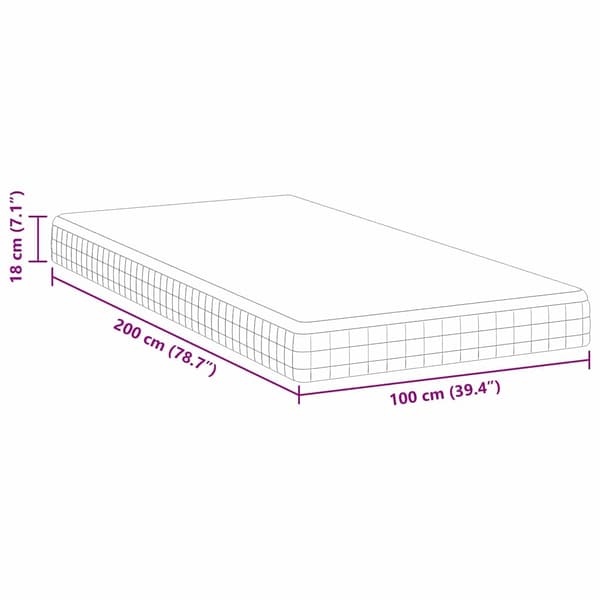 vidaXL Madrass Vitt och Grått 100 x 200 cm Bonellfjäder