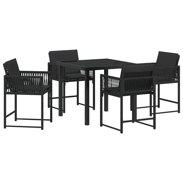 vidaXL Hage Spisegruppe 5 pcs Svart polyrotting
