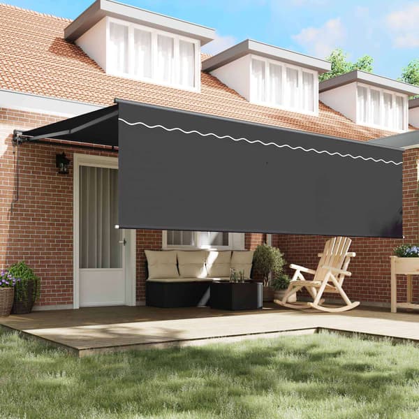 vidaXL Utfällbar markis Antracit 450 × 350 cm Polyester och aluminium