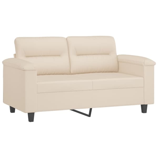 vidaXL Soffgrupp med kuddar 3 delar beige mikrofibertyg