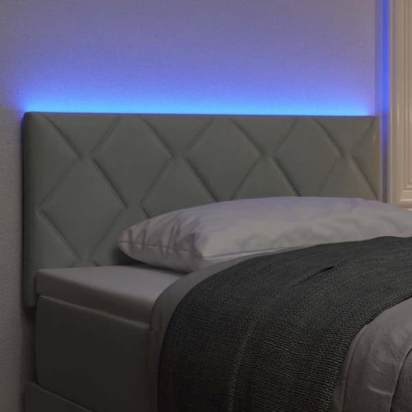 vidaXL LED huvuddyna Ljusgrå 100 cm Sammet