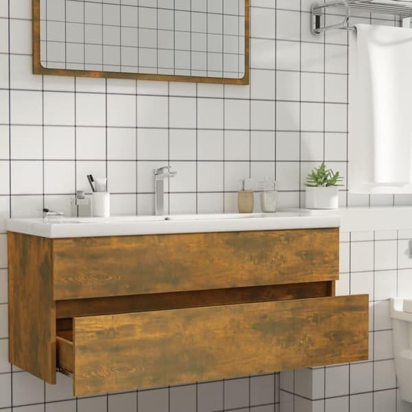 vidaXL Servantskap røkt eik 100x38,5x45 cm konstruert tre
