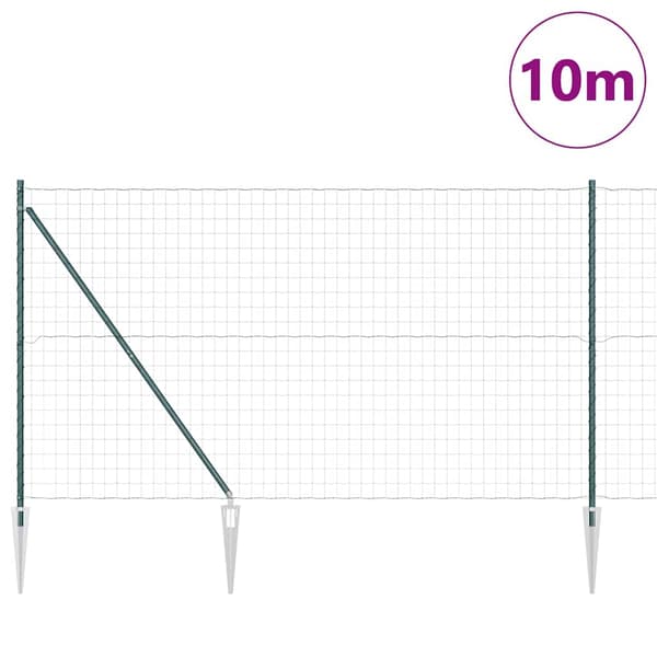vidaXL Gjerde med stolpe grønn 1,5 x 10 m Stål