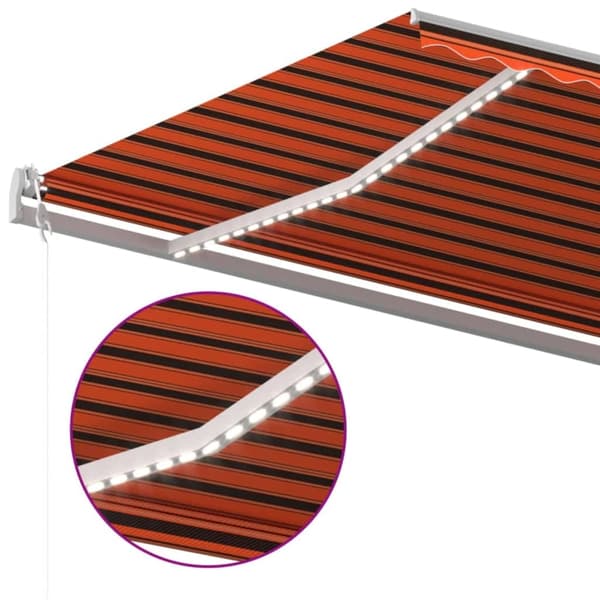 vidaXL Automatisk markis med vindsensor & LED 600x300 cm orange/brun