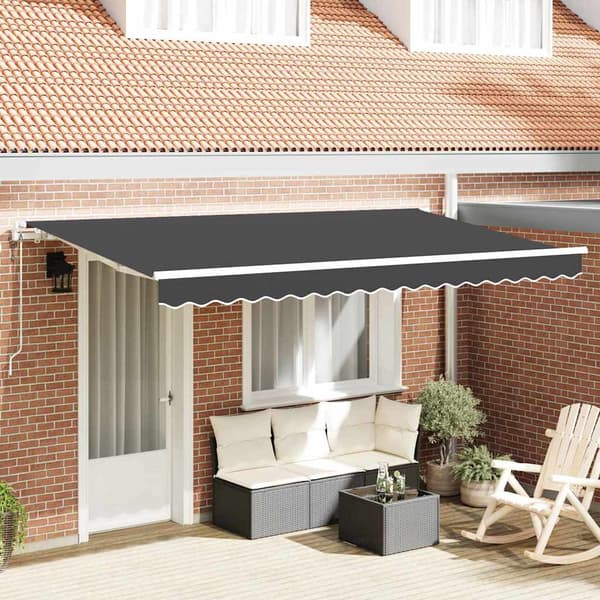 vidaXL Utfällbar markis Antracit 400 x 200 cm tyg