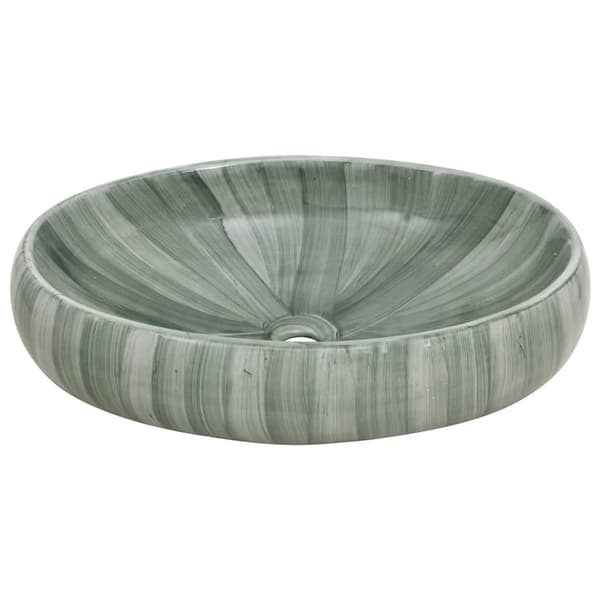 vidaXL Benkeservant grønn oval 59x40x15 cm keramikk