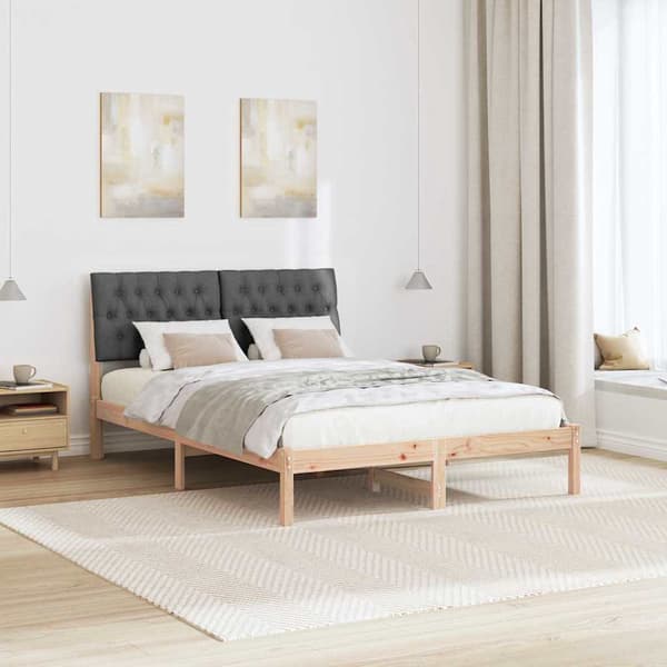 vidaXL Sängram med Vadderad Sänggavel Brun 150 x 200 cm
