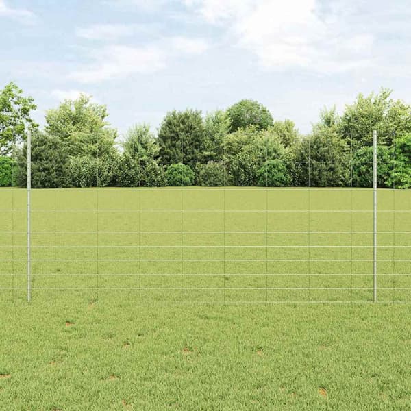 vidaXL Gjerde med stolpe sølv 1,2 x 50 m Stål