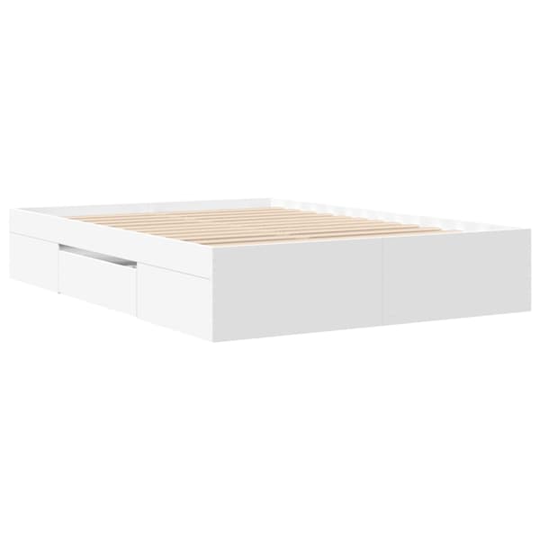 vidaXL Sängram vit 135x190 cm konstruerat trä
