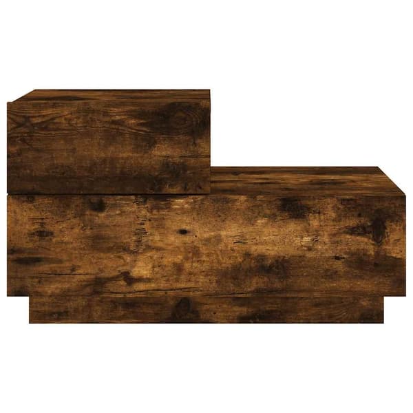 vidaXL Nattbord med LED røkt eik 70x36x40,5 cm