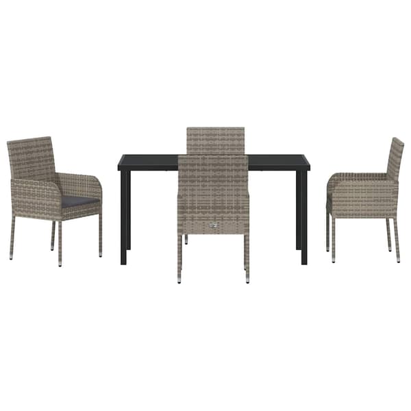 vidaXL Trädgårdsmöbelset med kudde 5 pcs Grå konstrotting