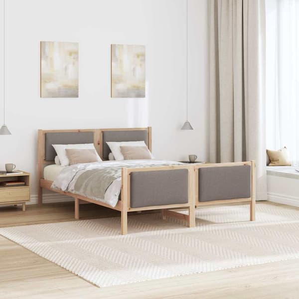 vidaXL Sänggavel med sängram Gråbrun 150 x 200 cm tyg