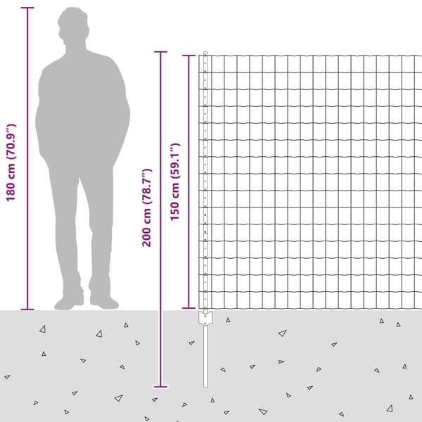 vidaXL Gjerde med stolpe sølv 1,5 x 10 m Stål