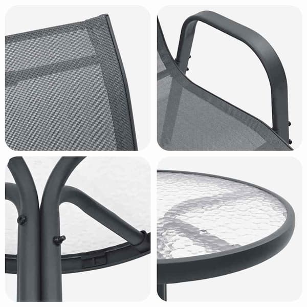 vidaXL Hage Bistro Sett 3 pcs Grå Stål
