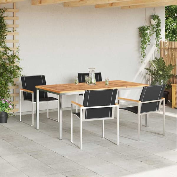 vidaXL Hage Spisegruppe 5 pcs Brun Solid akasietre